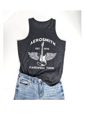Aerosmith Tank Top Racerback Dark Heather Gray Women's Sz S/M New